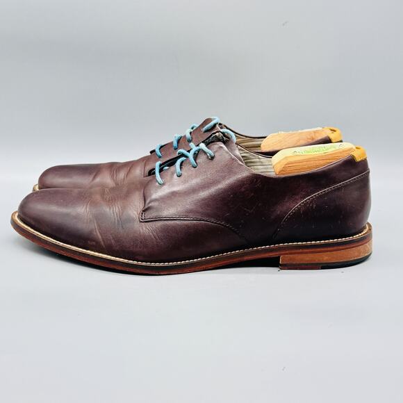 J Shoes Men 10 Brown Leather Derby Oxford Lace Up Dress Handcrafted Sole Classic main image 10